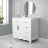 Wyndham Collection Beckett 36" Dark Blue Bathroom Vanity with Cultured Marble Top