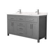 Wyndham Collection Beckett 60" Double Bath Vanity in Dark Gray with Cultured Marble Top and White Basins