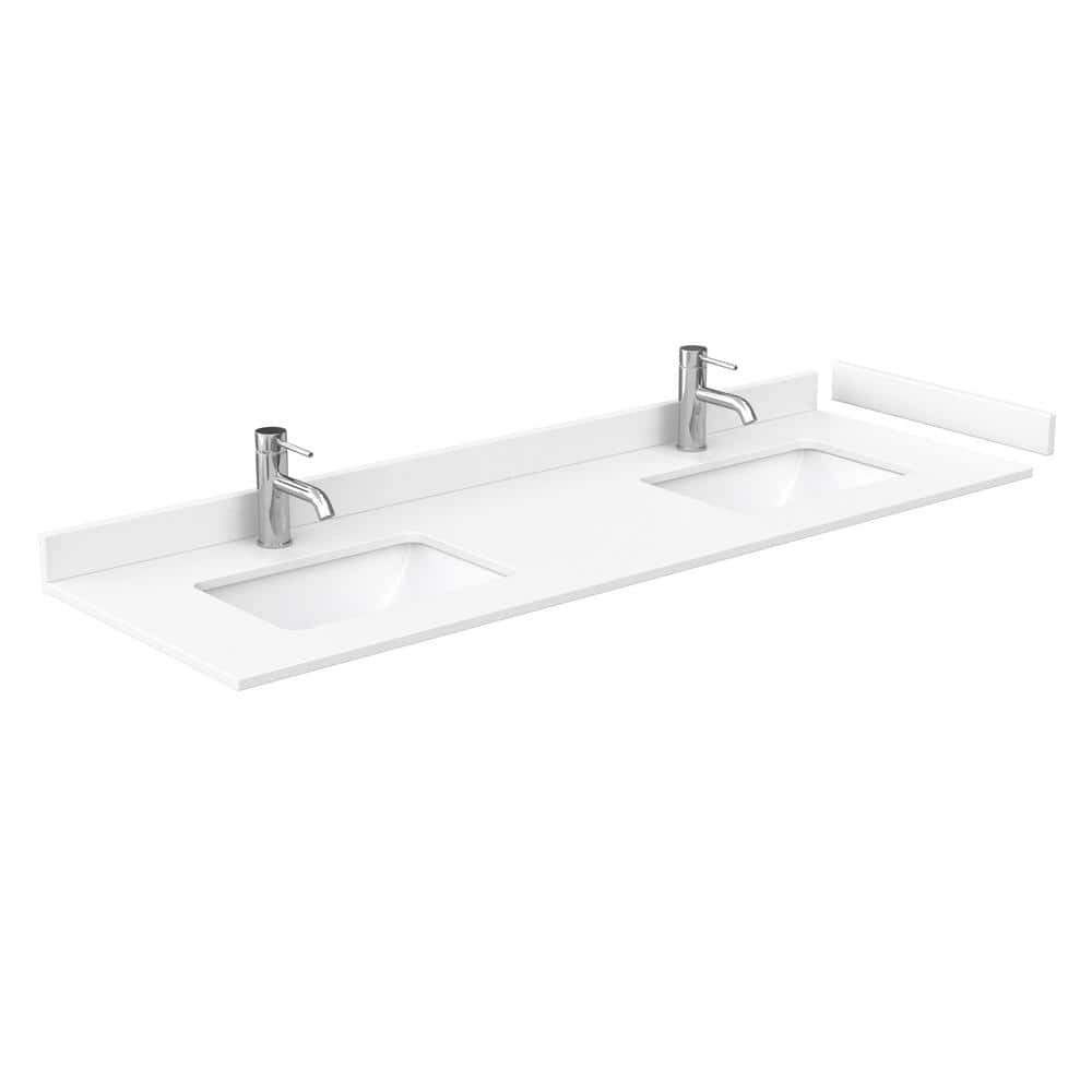 Wyndham Collection Beckett 66" Double Sink Bathroom Vanity in Dark Blue with Cultured Marble Top