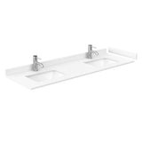 Wyndham Collection Beckett 66" Double Sink Bathroom Vanity in Dark Blue with Cultured Marble Top