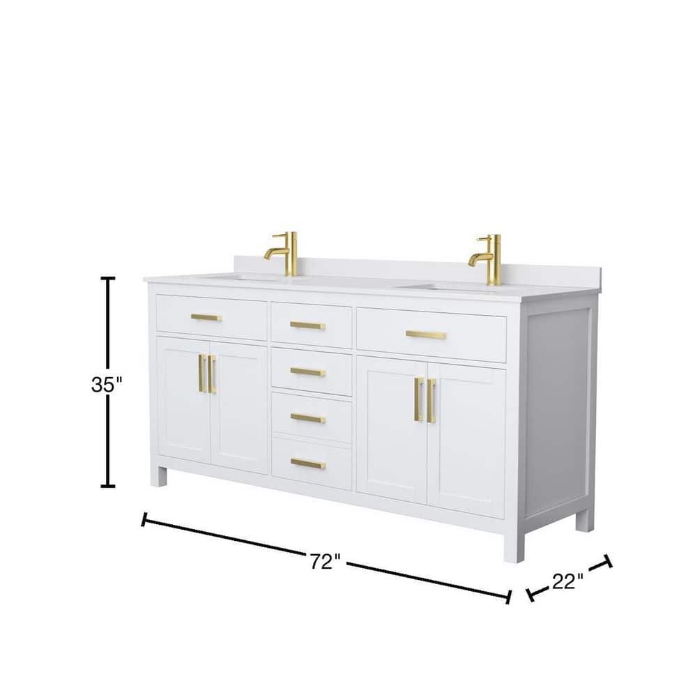 Wyndham Collection Beckett 72" Double Sink Bathroom Vanity with Cultured Marble Top