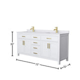 Wyndham Collection Beckett 72" Double Sink Bathroom Vanity with Cultured Marble Top