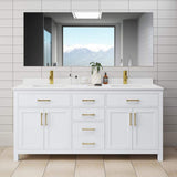 Wyndham Collection Beckett 72" Double Sink Bathroom Vanity with Cultured Marble Top