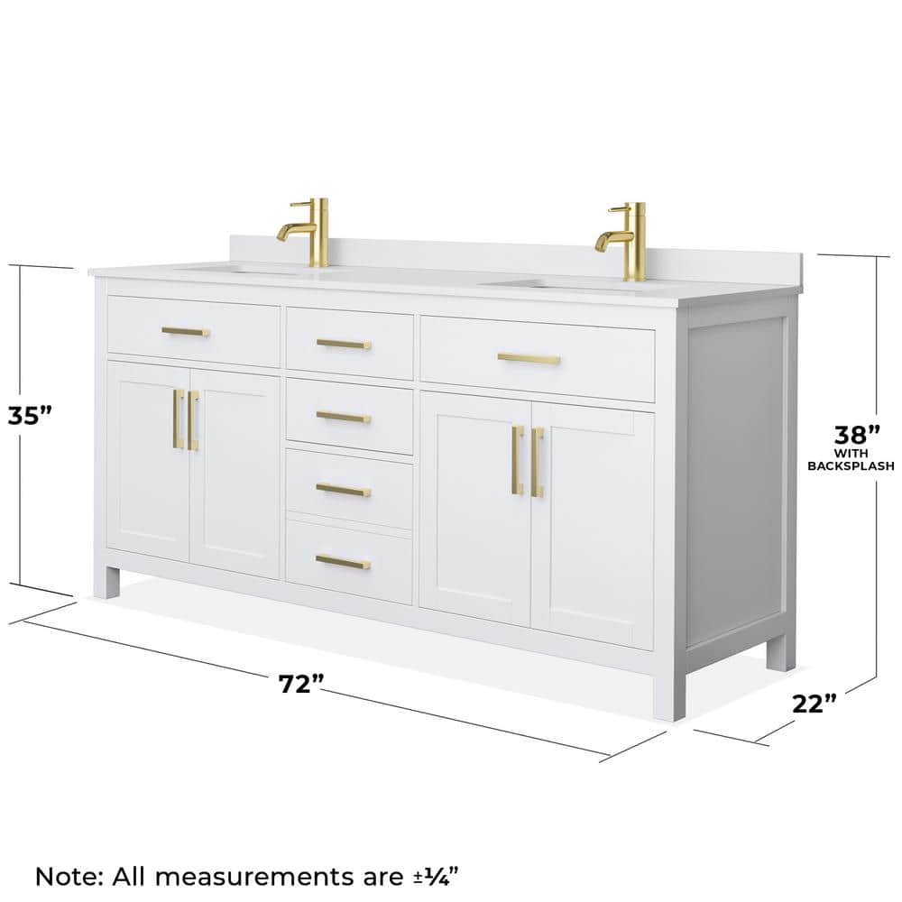 Wyndham Collection Beckett 72" Double Sink Bathroom Vanity with Cultured Marble Top