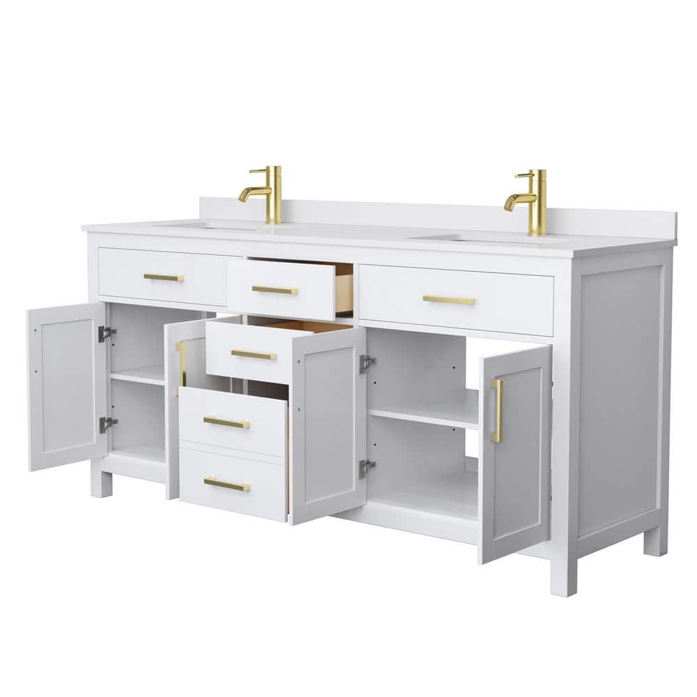 Wyndham Collection Beckett 72" Double Sink Bathroom Vanity with Cultured Marble Top
