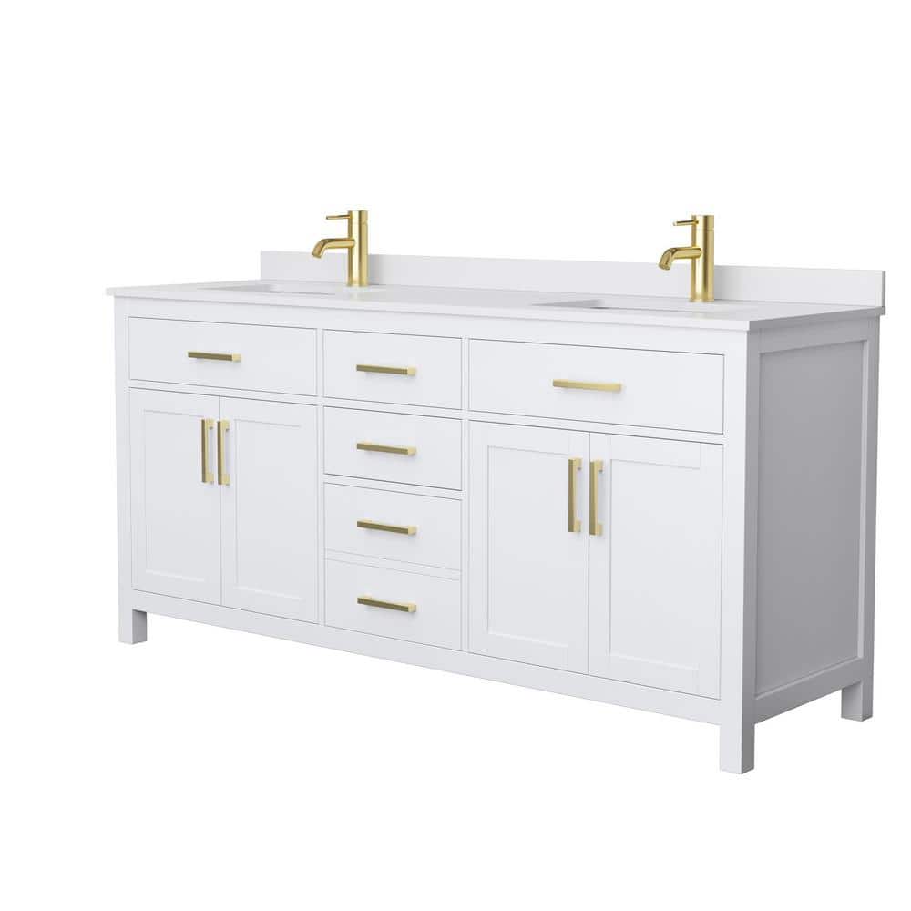Wyndham Collection Beckett 72" Double Sink Bathroom Vanity with Cultured Marble Top