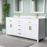 Wyndham Collection Beckett 72" Double Sink Bathroom Vanity with Cultured Marble Top