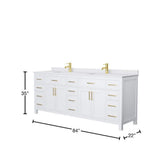 Wyndham Collection Beckett 84" Double Sink Bathroom Vanity with Cultured Marble Top
