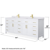 Wyndham Collection Beckett 84" Double Sink Bathroom Vanity with Cultured Marble Top