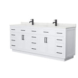 Wyndham Collection Beckett TK 84" Double Sink Bathroom Vanity with Giotto Quartz Top