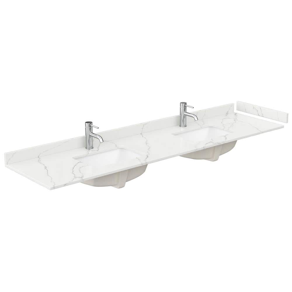 Wyndham Collection Beckett TK 84" Double Sink Bathroom Vanity with Giotto Quartz Top