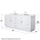 Wyndham Collection Beckett TK 84" Double Sink Bath Vanity with Giotto Quartz Top