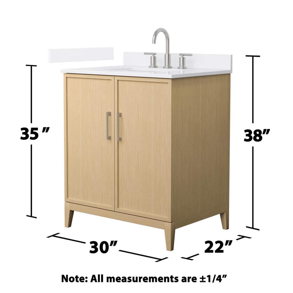 Wyndham Collection Elan 30" White Oak Bathroom Vanity with Quartz Top
