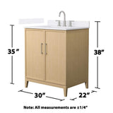 Wyndham Collection Elan 30" White Oak Bathroom Vanity with Quartz Top