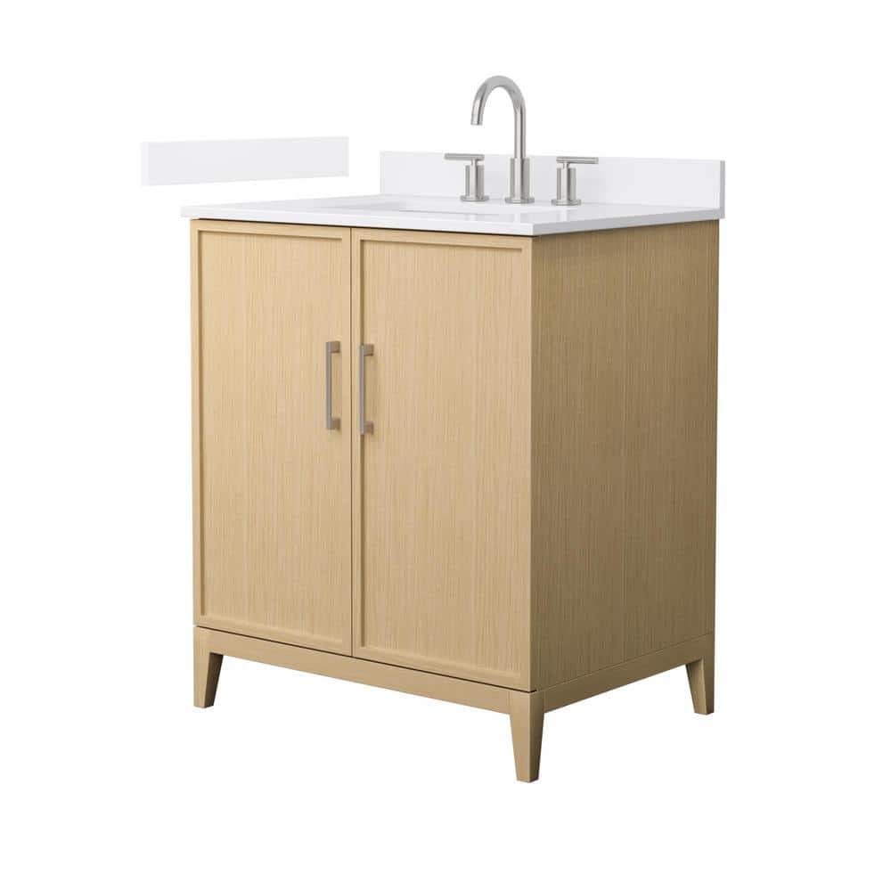 Wyndham Collection Elan 30" White Oak Bathroom Vanity with Quartz Top