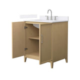 Wyndham Collection Elan 30" White Oak Bathroom Vanity with Quartz Top