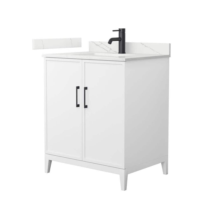 Wyndham Collection Elan 30" Single Bath Vanity in White with Giotto Quartz Top