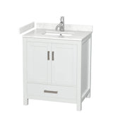 Wyndham Collection Sheffield 30" Bathroom Vanity with Carrara Marble Top
