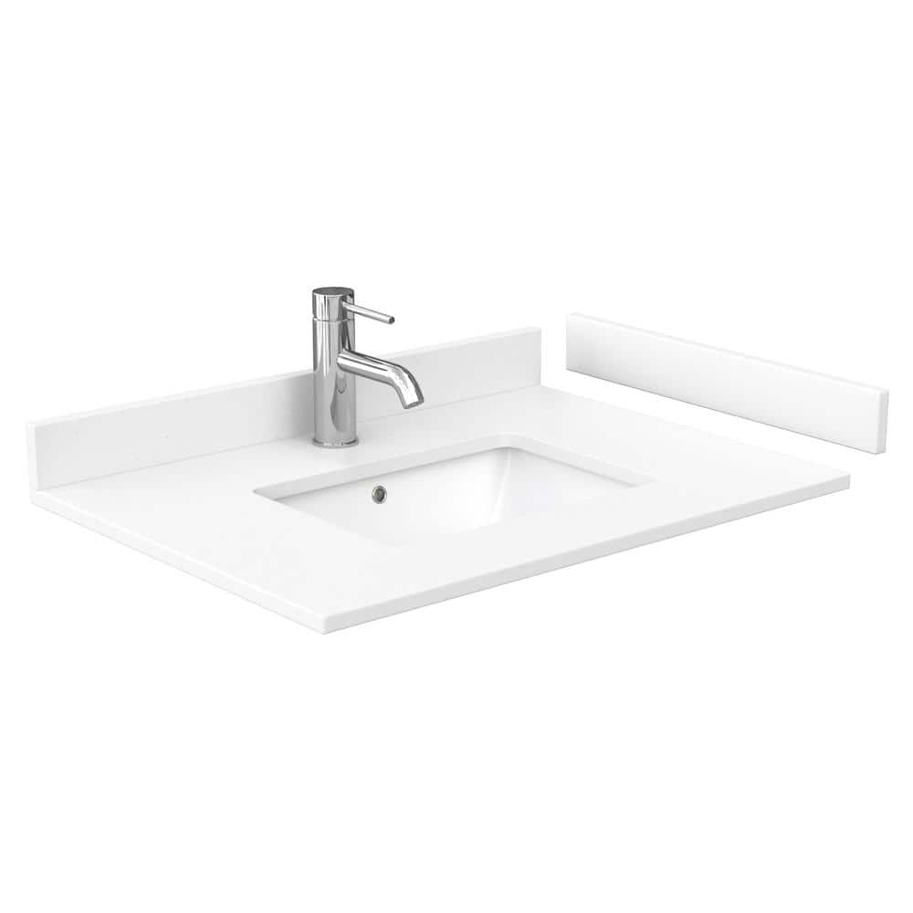 Wyndham Collection Sheffield 30" White Bathroom Vanity with Cultured Marble Top