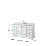 Wyndham Collection Deborah 60" White Vanity with Carrara Marble Top