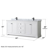 Wyndham Collection Avery 80" Double Bath Vanity with White Carrara Marble Top