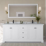 Wyndham Collection Avery 80" Double Bath Vanity with White Carrara Marble Top