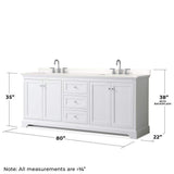 Wyndham Collection Avery 80 in. Double Bath Vanity with White Quartz Top