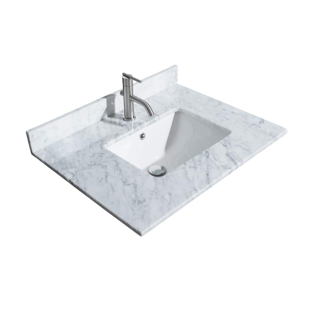Wyndham Collection Daria 30 in. Bathroom Vanity with Carrara Marble Top