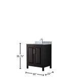 Wyndham Collection Daria 30 in. Bathroom Vanity with Carrara Marble Top