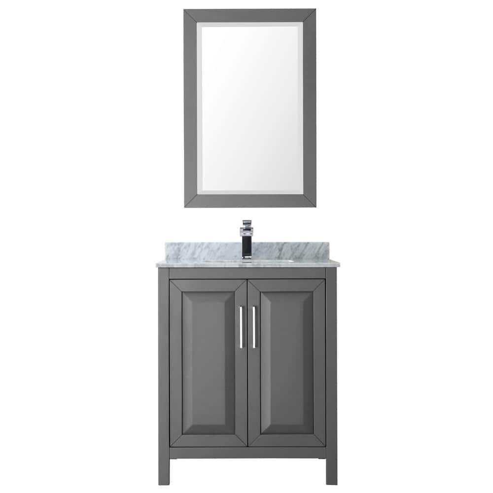 Wyndham Collection Daria 30 in. Bathroom Vanity with Carrara Marble Top and Mirror