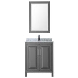 Wyndham Collection Daria 30 in. Bathroom Vanity with Carrara Marble Top and Mirror