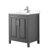 Wyndham Collection Daria 30" Dark Gray Single Vanity with Cultured Marble Top