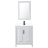 Wyndham Collection Daria 30" Single Bath Vanity in White with Cultured Marble Top and Mirror
