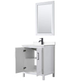 Wyndham Collection Daria 30" Single Bath Vanity in White with Cultured Marble Top and Mirror