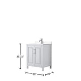 Wyndham Collection Daria 30" White Bathroom Vanity with Cultured Marble Top