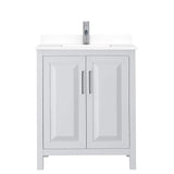 Wyndham Collection Daria 30" White Bathroom Vanity with Cultured Marble Top