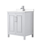 Wyndham Collection Daria 30" White Bathroom Vanity with Cultured Marble Top