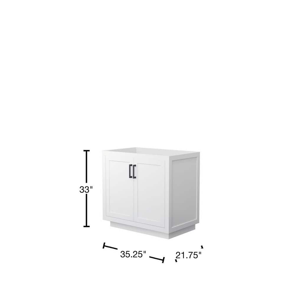 Wyndham Collection Miranda 35.25 in. Bathroom Vanity Cabinet in White