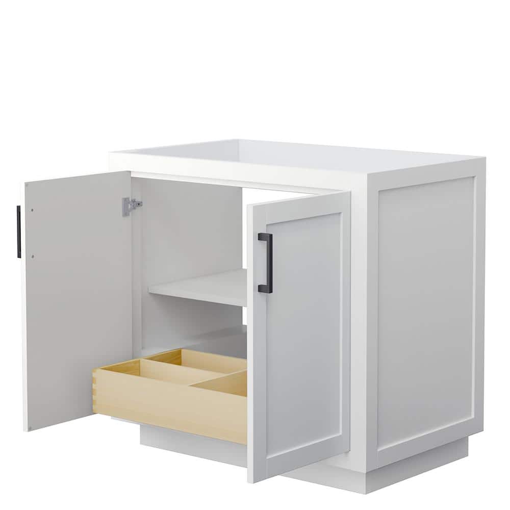 Wyndham Collection Miranda 35.25 in. Bathroom Vanity Cabinet in White