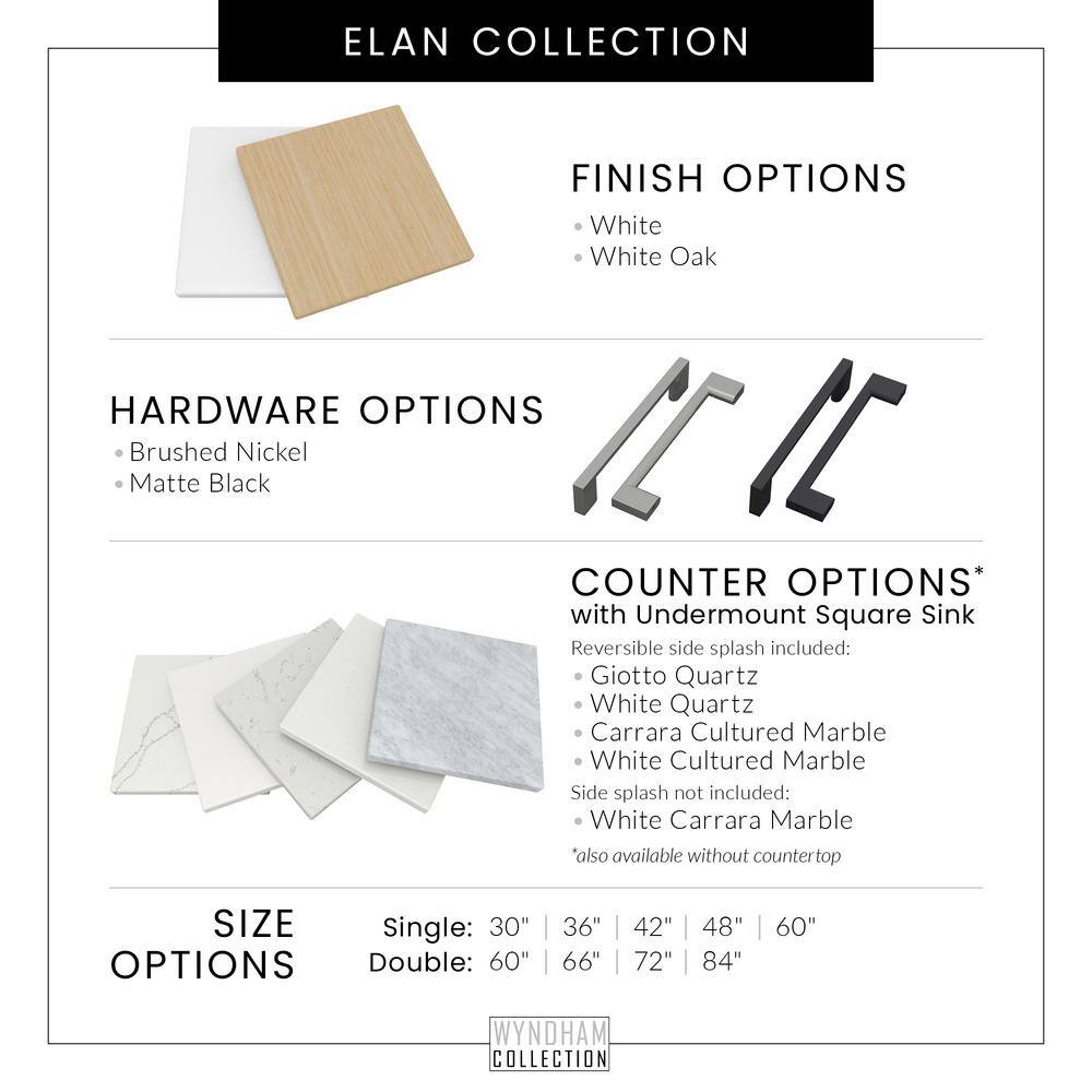 Wyndham Collection Elan 29" Bathroom Vanity Cabinet, White with Matte Black Trim