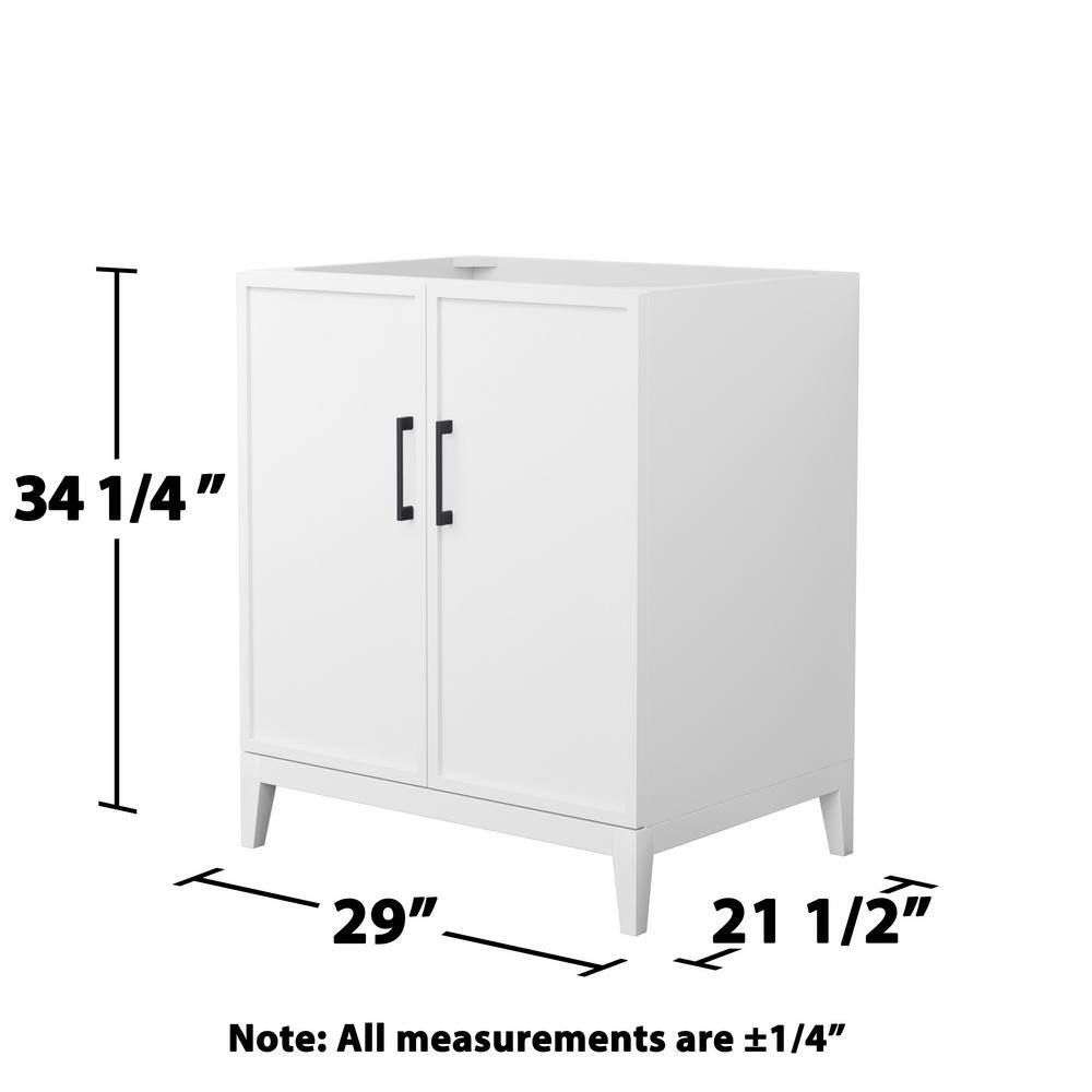 Wyndham Collection Elan 29" Bathroom Vanity Cabinet, White with Matte Black Trim