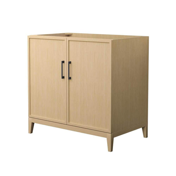 Wyndham Collection Elan 35" Bathroom Vanity Cabinet in White Oak with Matte Black Trim
