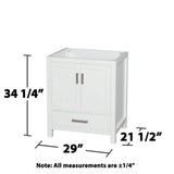 Wyndham Collection Sheffield 29 in. Bathroom Vanity Cabinet in White