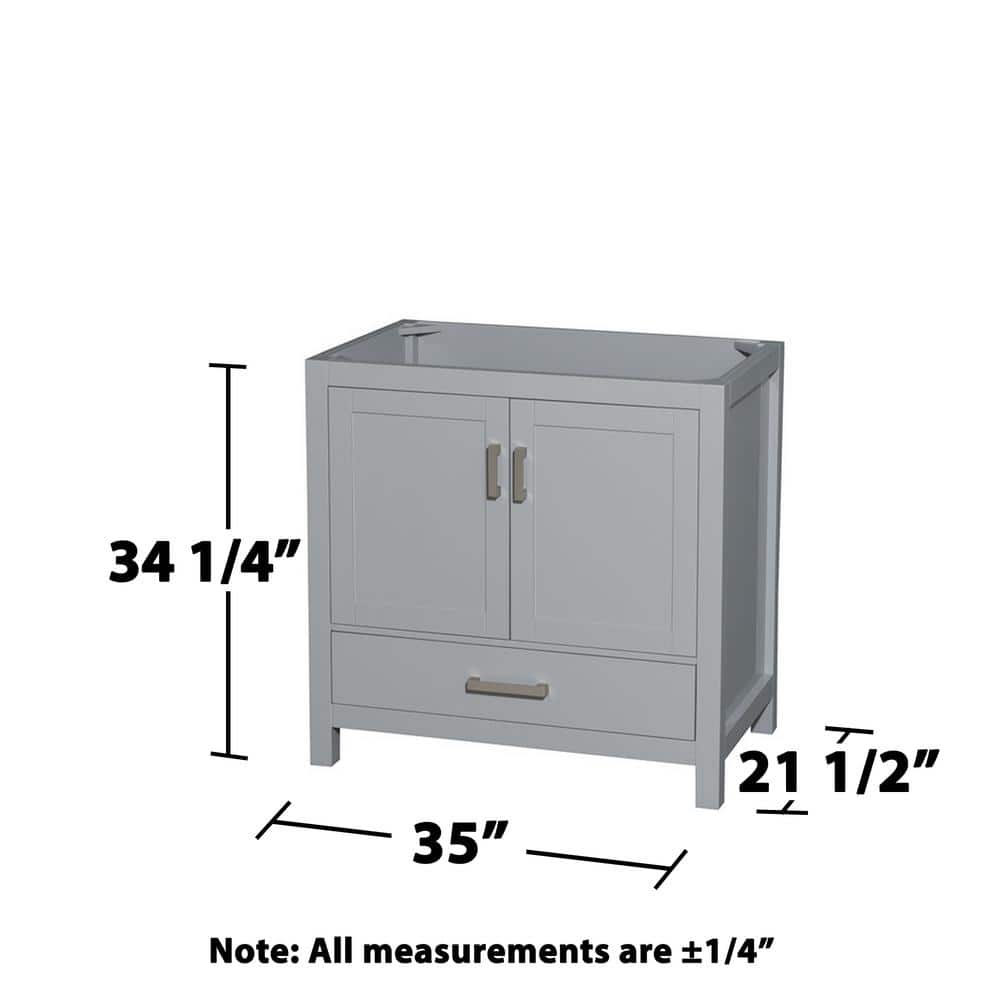 Wyndham Collection Sheffield 35 in. Bathroom Vanity Cabinet in Gray