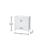 Wyndham Collection Sheffield 35" White Bathroom Vanity Cabinet - No Top