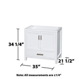 Wyndham Collection Sheffield 35" White Bathroom Vanity Cabinet - No Top