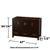 Wyndham Collection Sheffield 47" Bathroom Vanity Cabinet, Espresso Finish