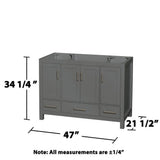Wyndham Collection Sheffield 47 in. Single Bath Vanity Cabinet, Dark Gray