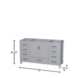 Wyndham Collection Sheffield 59" Gray Single Bath Vanity Cabinet without Top