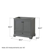 Wyndham Collection Deborah 35.25" Dark Gray Bathroom Vanity Cabinet without Top